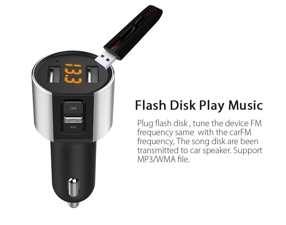 车载USB 带蓝牙发射器带汽车电瓶电压表CRS蓝牙芯片